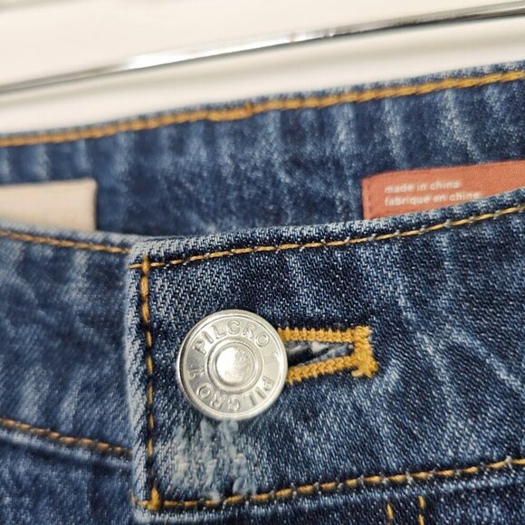 PILCRO Straight Leg Jeans ANTHROPOLOGIE MEDIUM WASH BLUE size 26 Distressed Chic - Picture 5 of 9